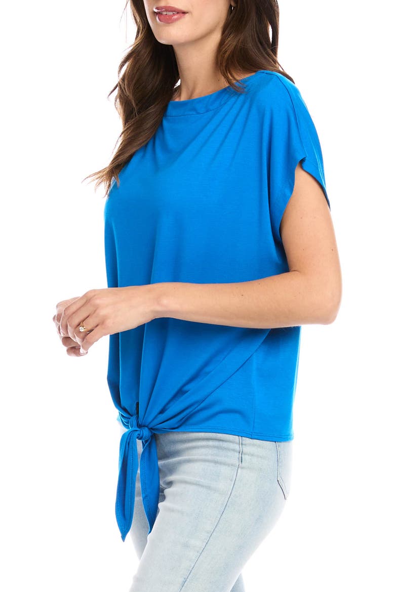 Boat Neck Tie Front Top, Alternate, color, ROYAL