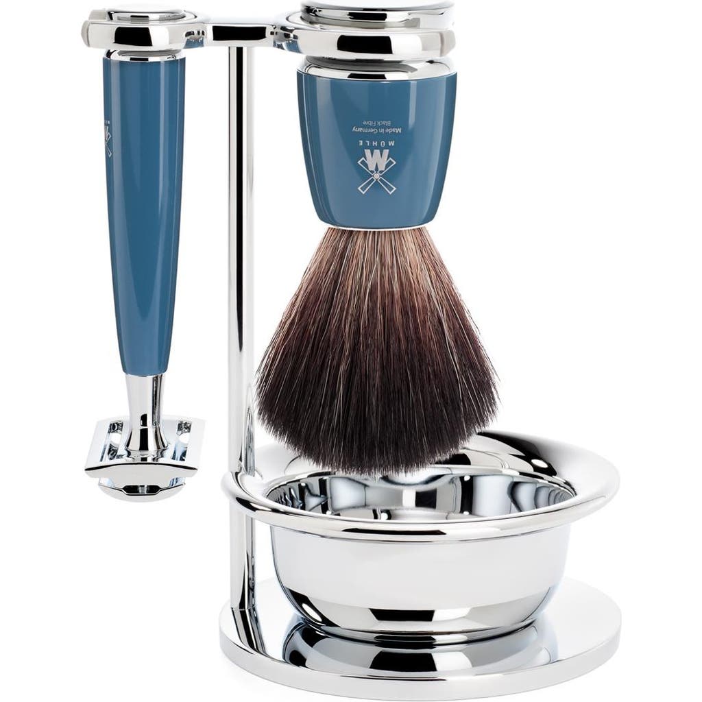Mühle Rytmo Petrol 4 Pc. Black Fibre / Safety Razor Shaving Set In Blue
