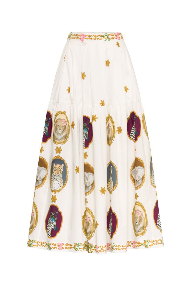 Printed Cotton Skirt With Pockets, Main, color, White / Multicolour