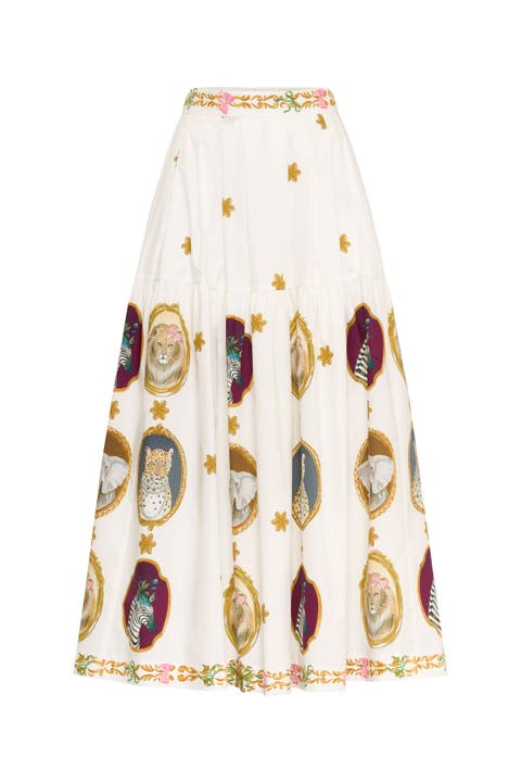 Printed Cotton Skirt With Pockets