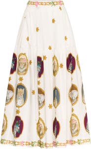 Maison Common Printed Cotton Skirt With Pockets
