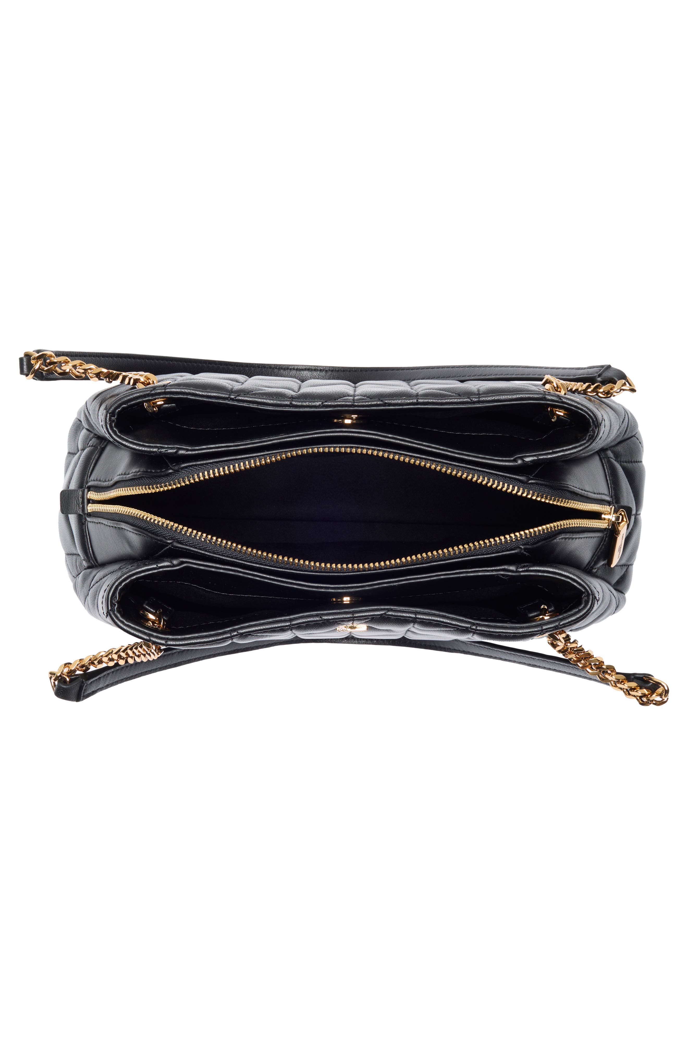 KARL LAGERFELD PARIS Lafayette Satchel Shoulder Bag, Alternate, color, Black/ Gold