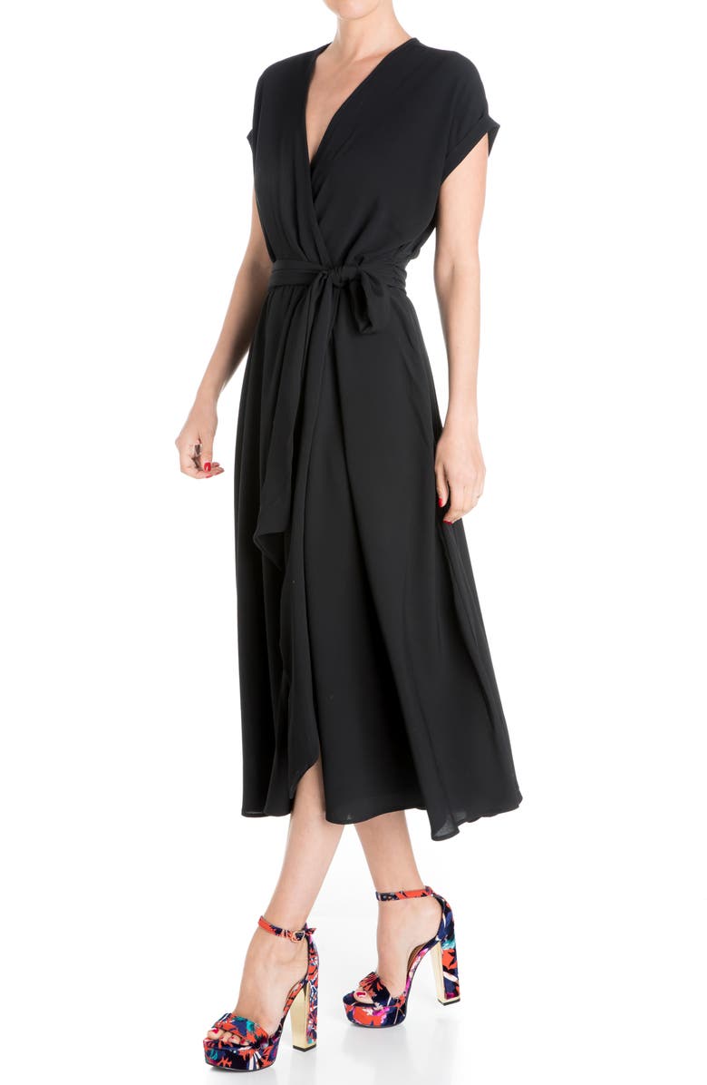 MEGHAN LA Jasmine Midi Dress, Alternate, color, Black