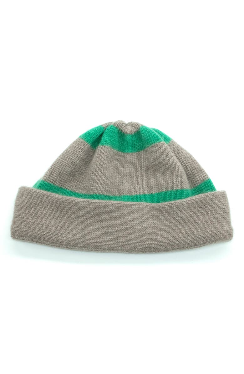 Portolano Stripe Cuff Beanie, Main, color, Wood Smoke/ Grass