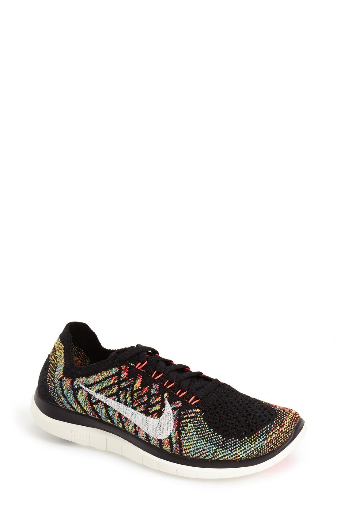 'Free 4.0 Flyknit' Running Shoe, Main, color, BLACK/ ORANGE/ BLUE
