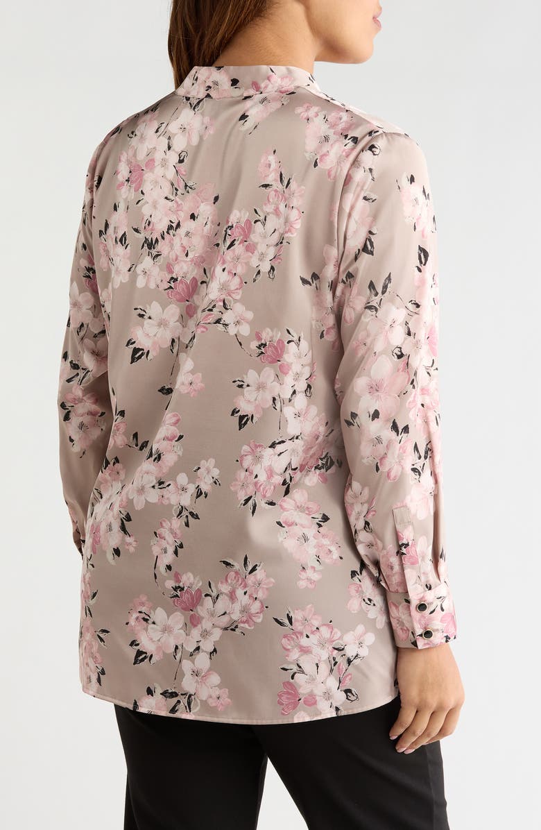 Anne Klein Floral Print Popover Top, Alternate, color, Porcini Multi