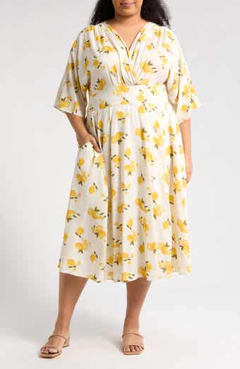 Renee C Lemon Print Swing Dress