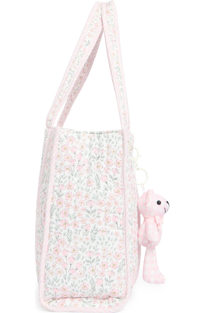 Nanette Lepore Floral Quilted Tote with Bear Charm & Crossbody Bag, Alternate, color, Pretty Petals-Stripe-Gingham
