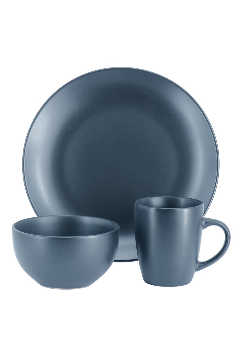 Everyday Plus 12 Piece Round Stoneware Dinnerware Set, Alternate, color, Blue