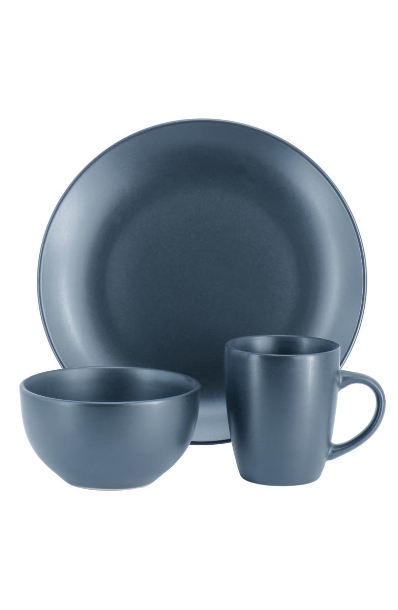Gibson Home Everyday Plus 12 Piece Round Stoneware Dinnerware Set, Alternate, color, Blue