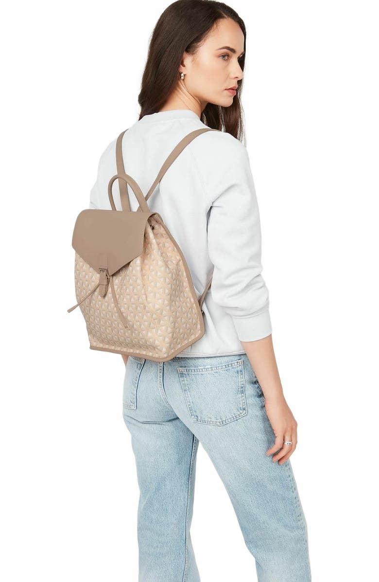 Lancaster Backpack with Flap and Snap Closure Ikon, Alternate, color, Beige