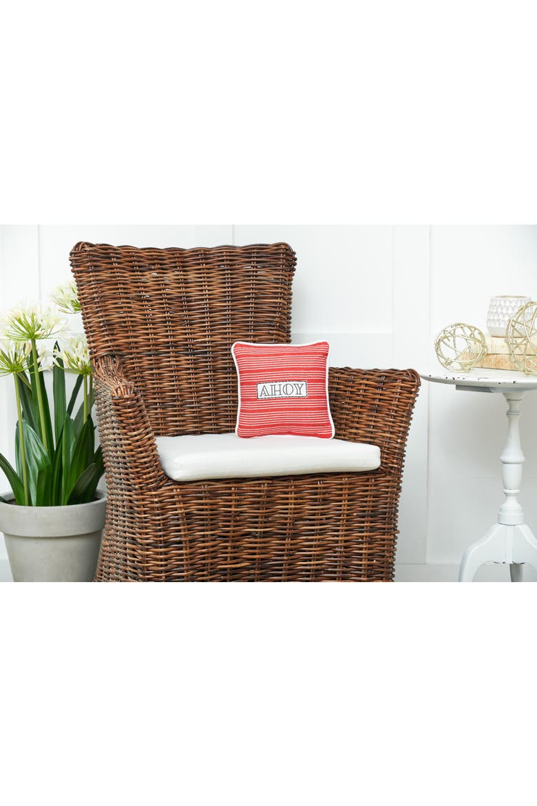Ahoy Stripe Printed and Applique Small Petite Accent Throw Pillow, Alternate, color, Red