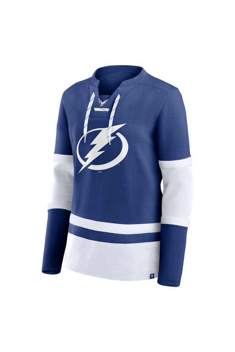Women's Fanatics Blue Tampa Bay Lightning Prime Time Lace-Up Long Sleeve T-Shirt, Alternate, color, Blue