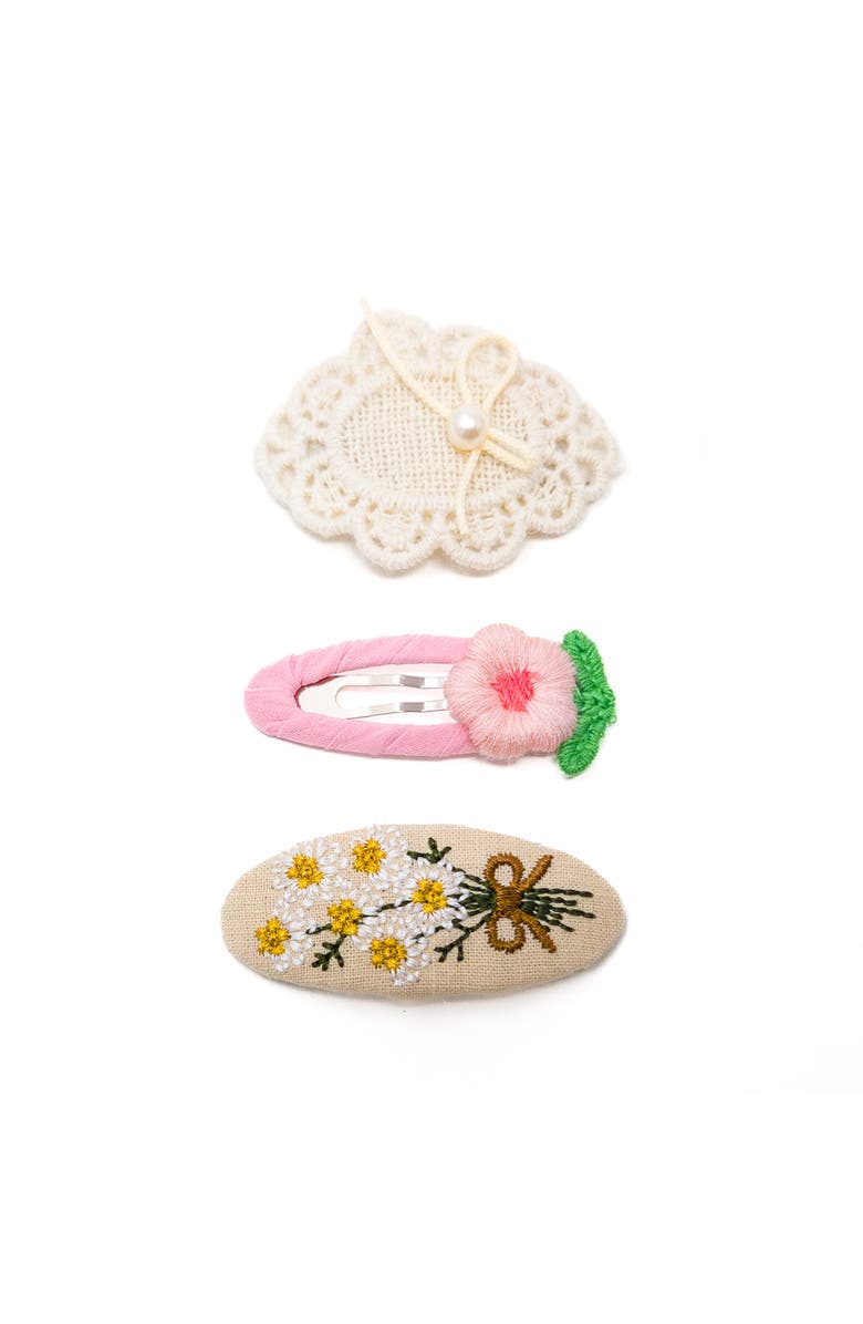 Puttisu 3pc Hair Clip Crochet Meadow Set, Alternate, color, Blossom Picnic - Pink