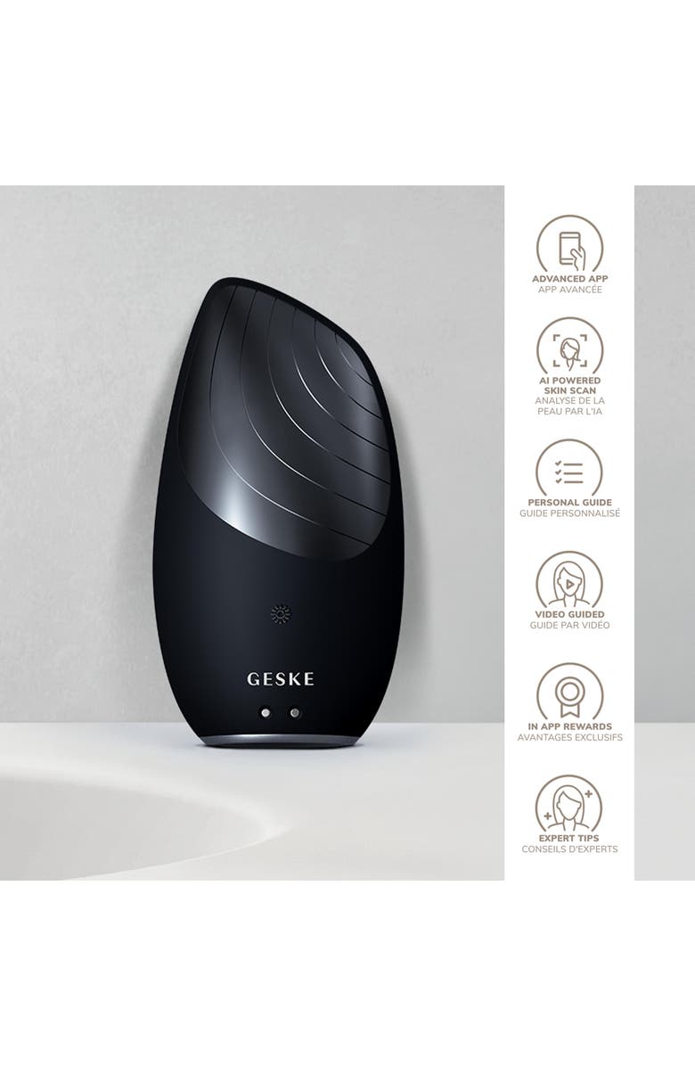GESKE SmartAppGuided Sonic Thermo Facial Brush | 6 in 1, Alternate, color, Black