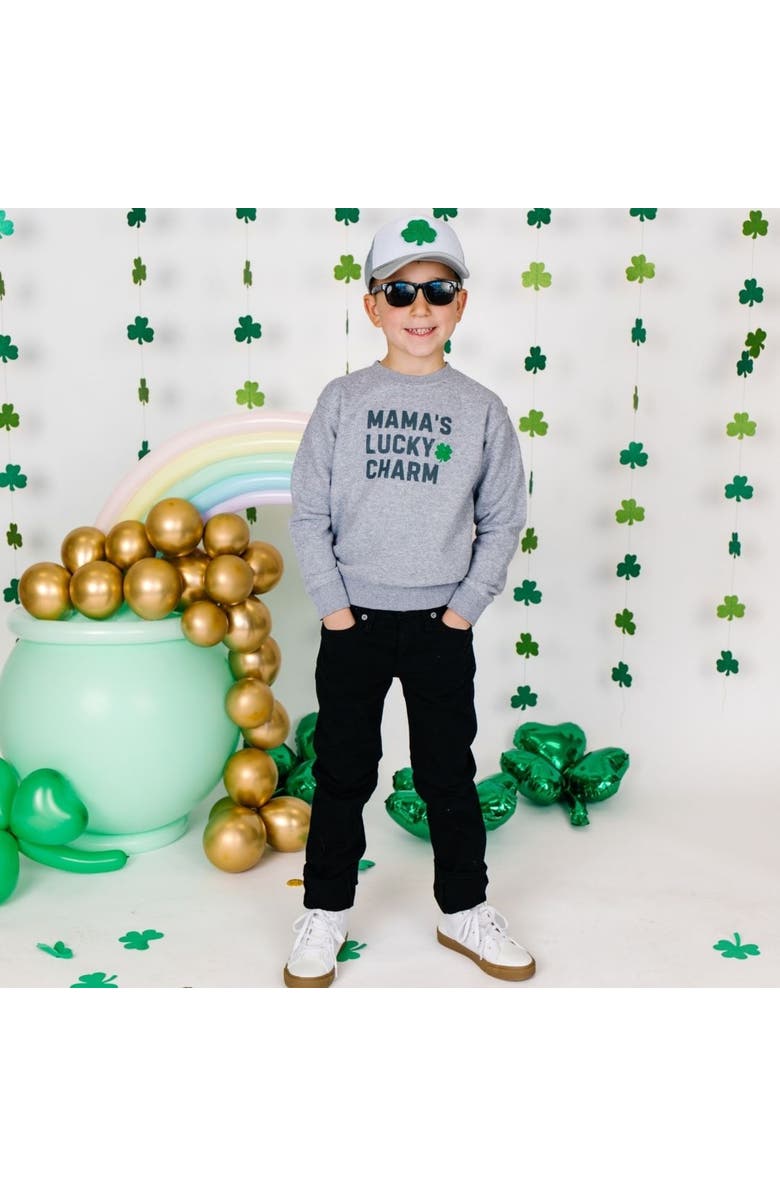 Sweet Wink Mama's Lucky Charm St. Patrick's Day Sweatshirt, Alternate, color, Grey