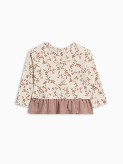 Organic Cotton Lily Long Sleeve Ruffle Hem Top (Baby)