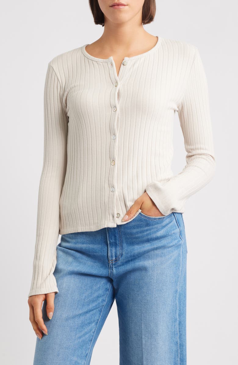 Bella Dahl Rib Cardigan, Main, color, Moon Stone