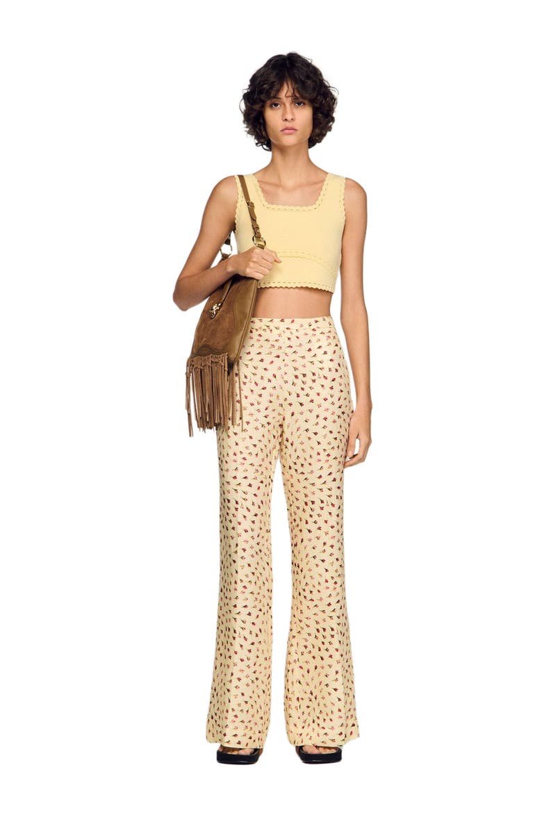Floral trousers, Alternate, color, Butter / pink