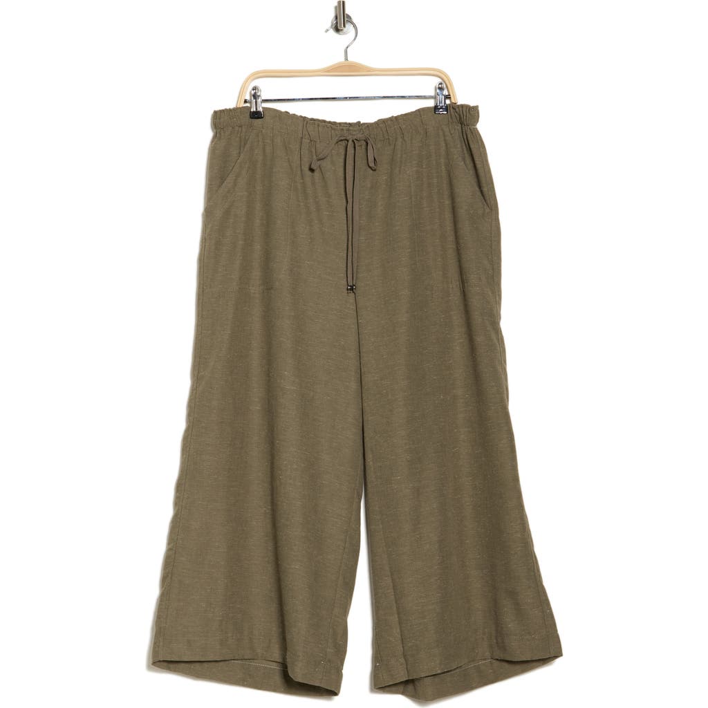 Max Studio Contrast Stitch Heather Crop Pants In Olive