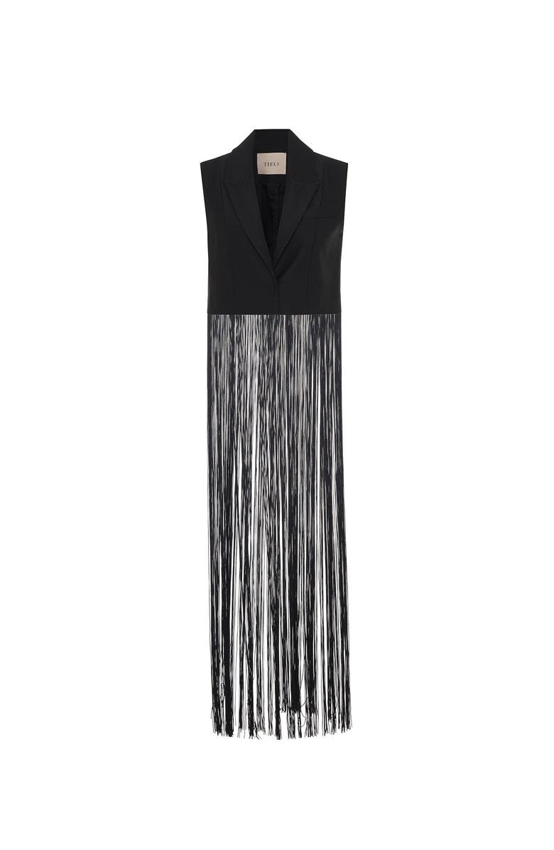 THEO The Label Atlas Fringed Sleeveless Blazer, Main, color, 