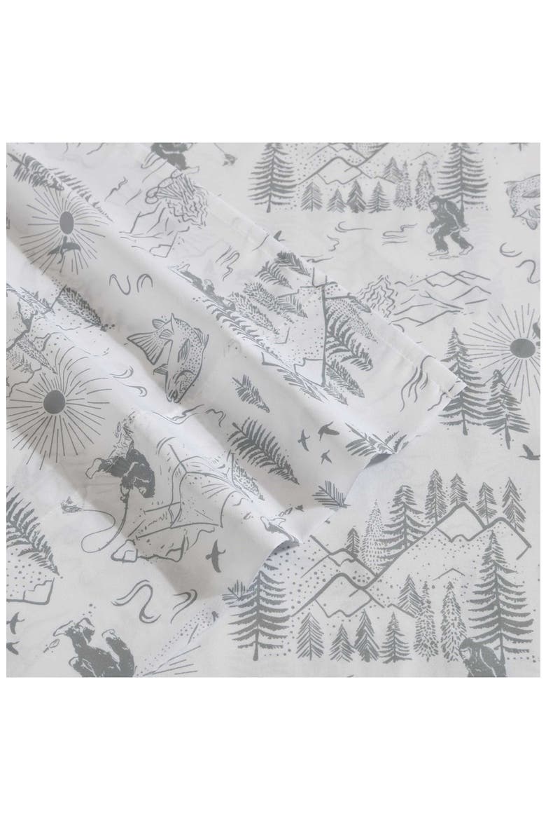 Big Foot Hiking Trip Microfiber Sheet Set, Alternate, color, WHITE/ GREY