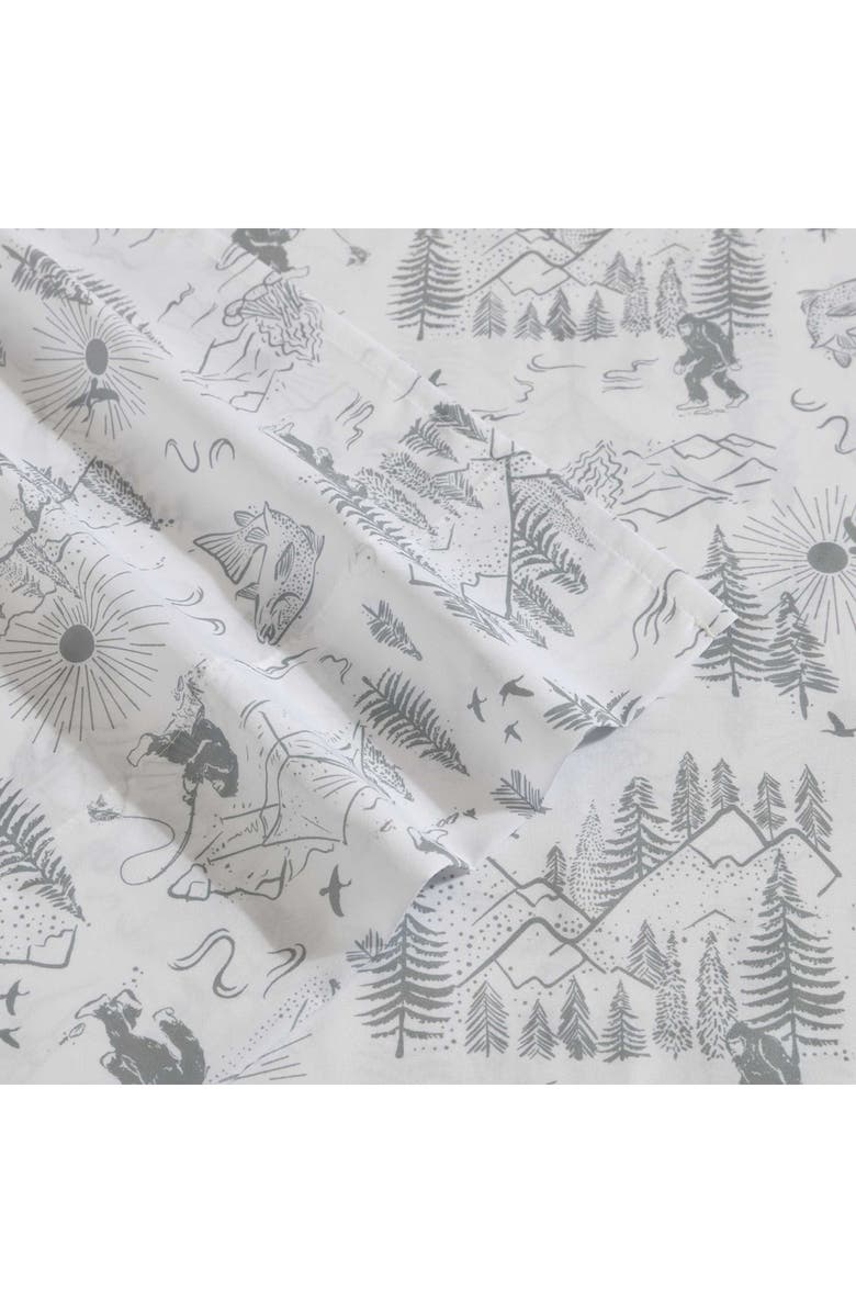 Eddie Bauer Big Foot Hiking Trip Microfiber Sheet Set, Alternate, color, White/ Grey