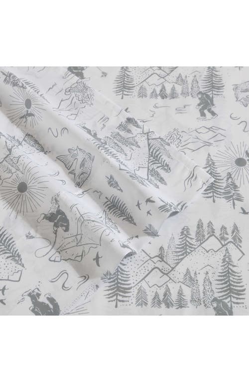 Eddie Bauer Big Foot Hiking Trip Microfiber Sheet Set In White/grey