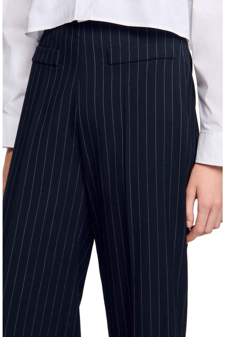 Chalk-striped trousers, Alternate, color, Black