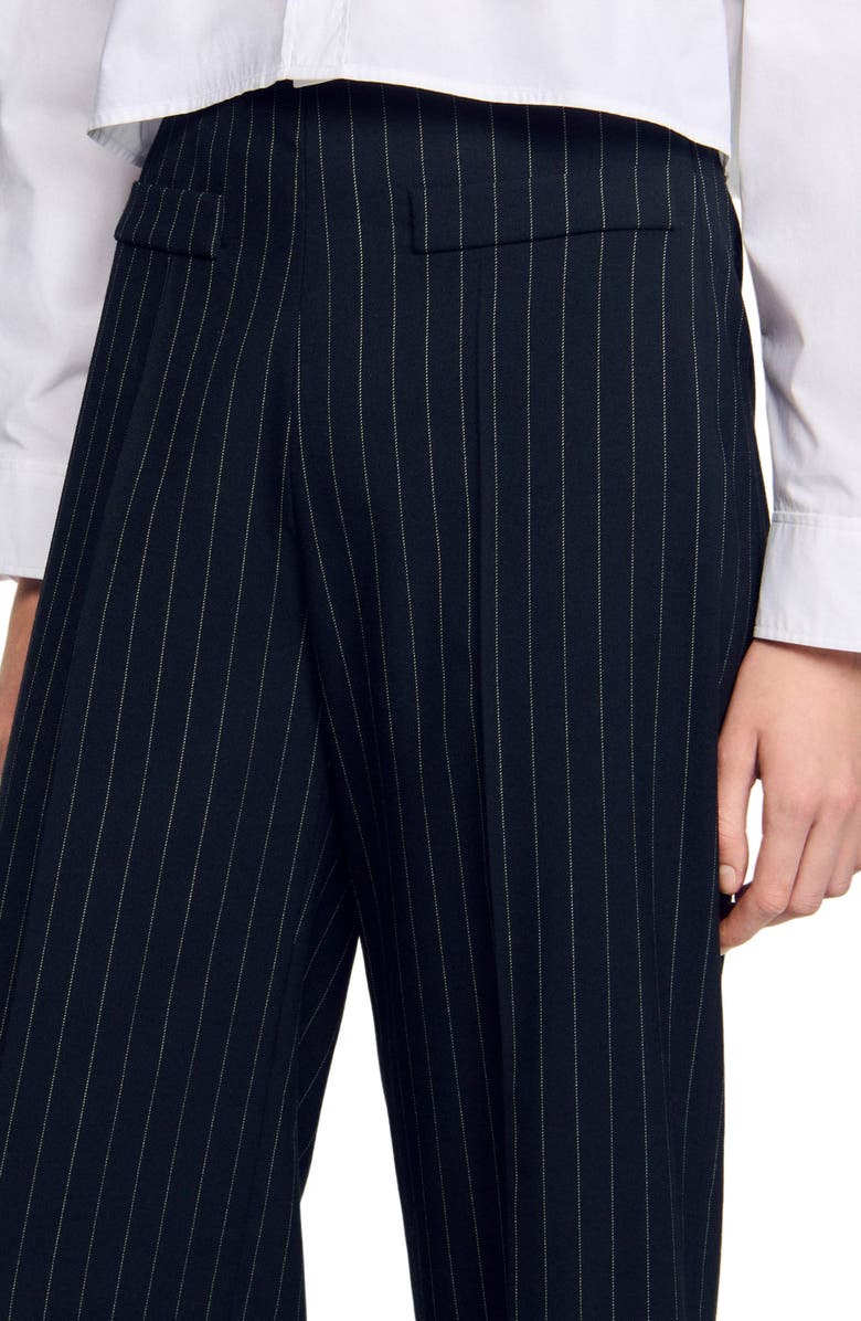 SANDRO Chalk-striped trousers, Alternate, color, Black