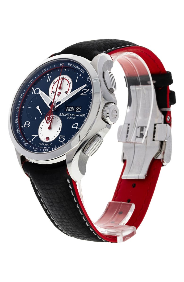 Watchfinder & Co. Baume & Mercier Preowned 2017 Clifton M0A10343 Automatic Leather Strap Chronograph Watch, 44mm, Alternate, color, Blue