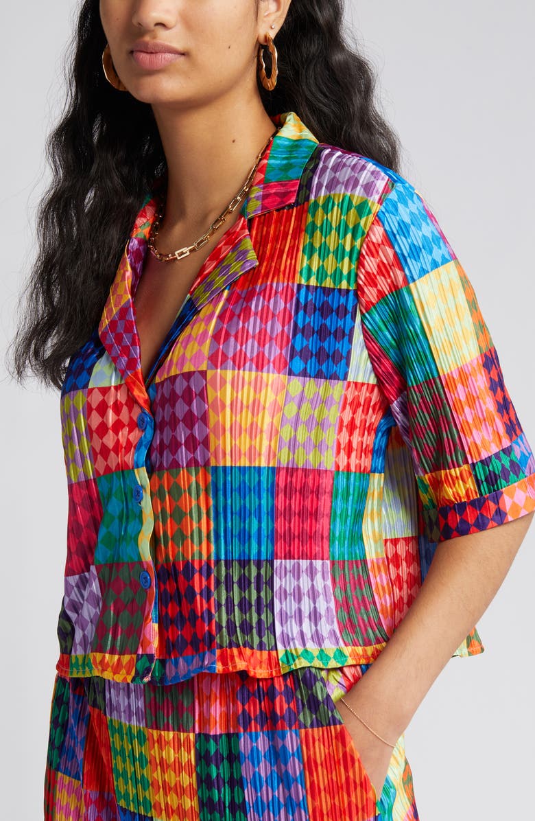 Dressed in Lala Est La Vie Plissé Button-Up Shirt & Skirt Set, Alternate, color,