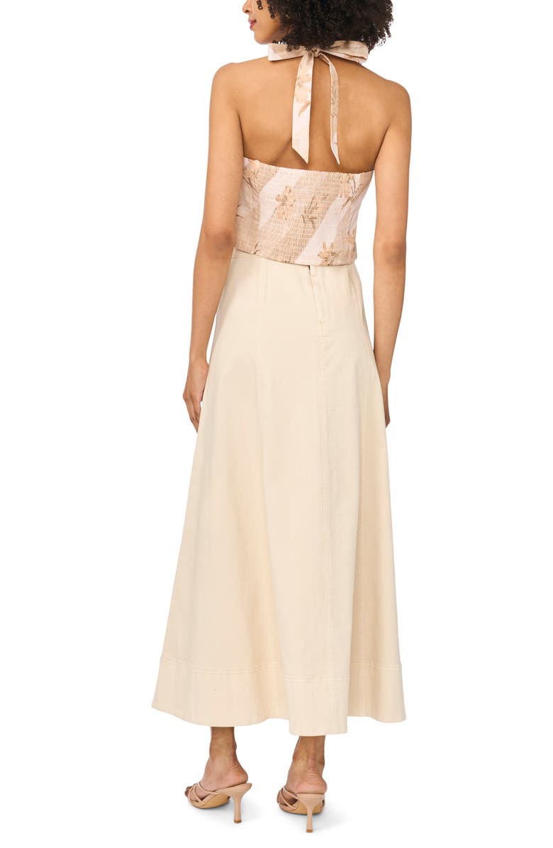 Parker Floral Halter Neck Cotton Crop Top, Alternate, color, Ivory Cream