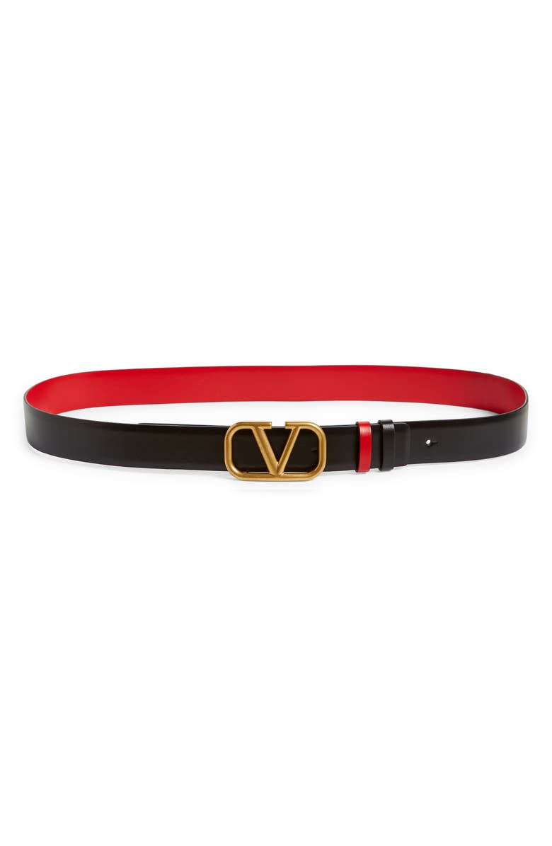 Valentino Garavani VLOGO Buckle Reversible Leather Belt, Main, color, 