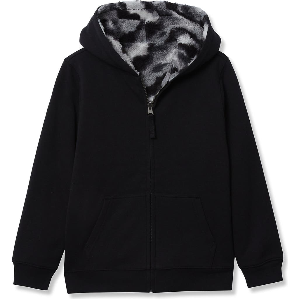 Lands' End Kids High Pile Lined Zip Hoodie In Black
