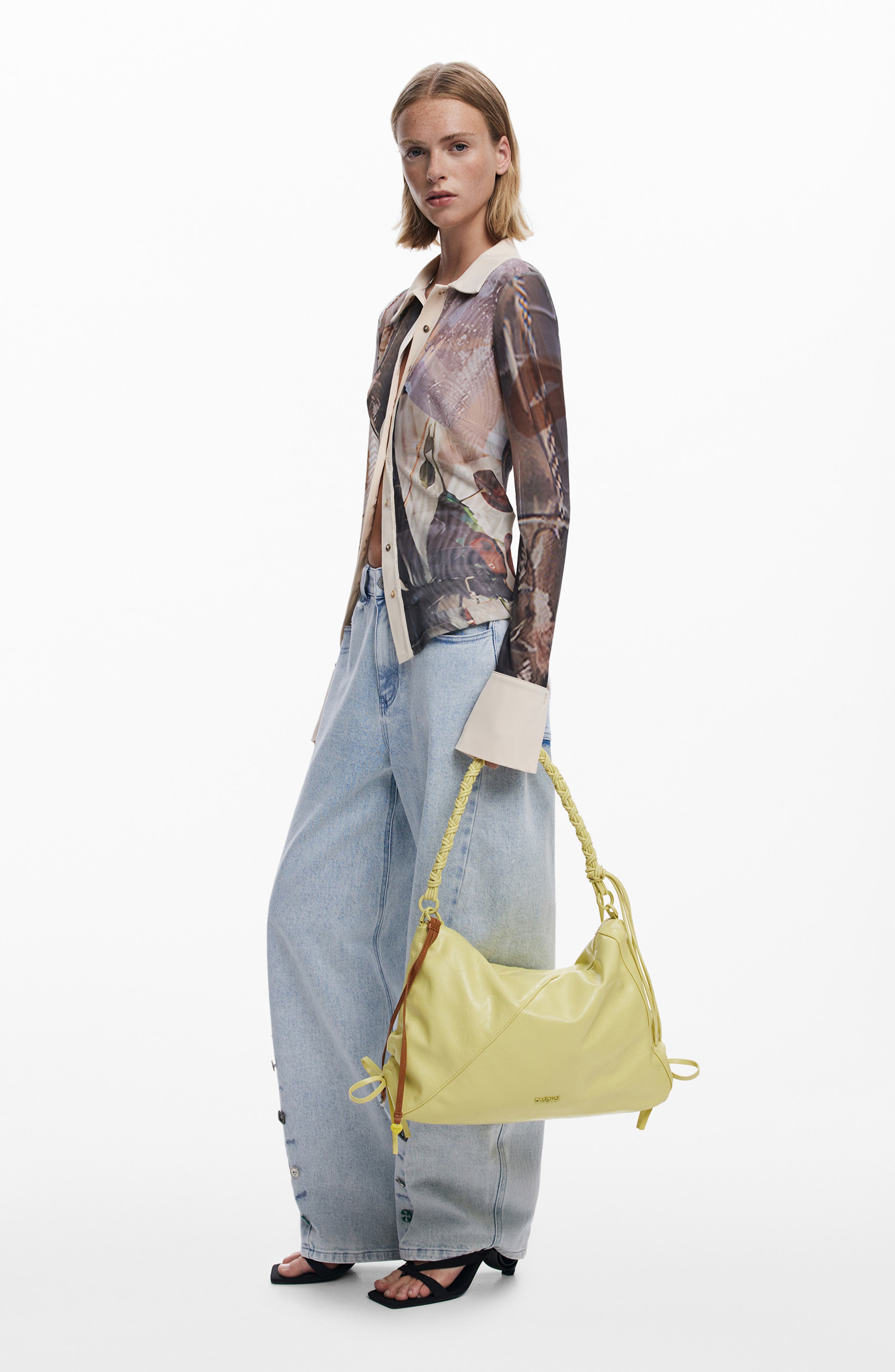 Desigual Faux Leather Shoulder Bag, Alternate, color, Light Green