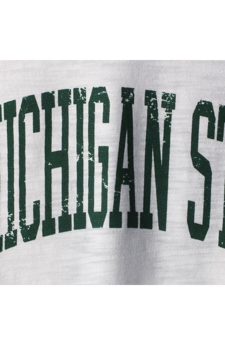 BOXERCRAFT Women's White/Gray Michigan State Spartans Preppy Elbow Patch 2-Hit Arch and Logo Long Sleeve T-Shirt, Alternate, color,