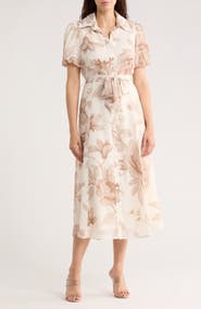 SANDRA DARREN Floral Puff Sleeve Shirtdress