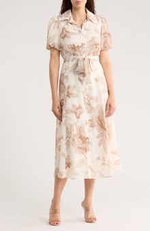 SANDRA DARREN Floral Puff Sleeve Shirtdress
