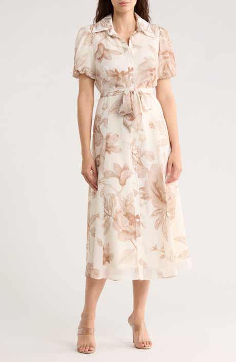 SANDRA DARREN Floral Puff Sleeve Shirtdress