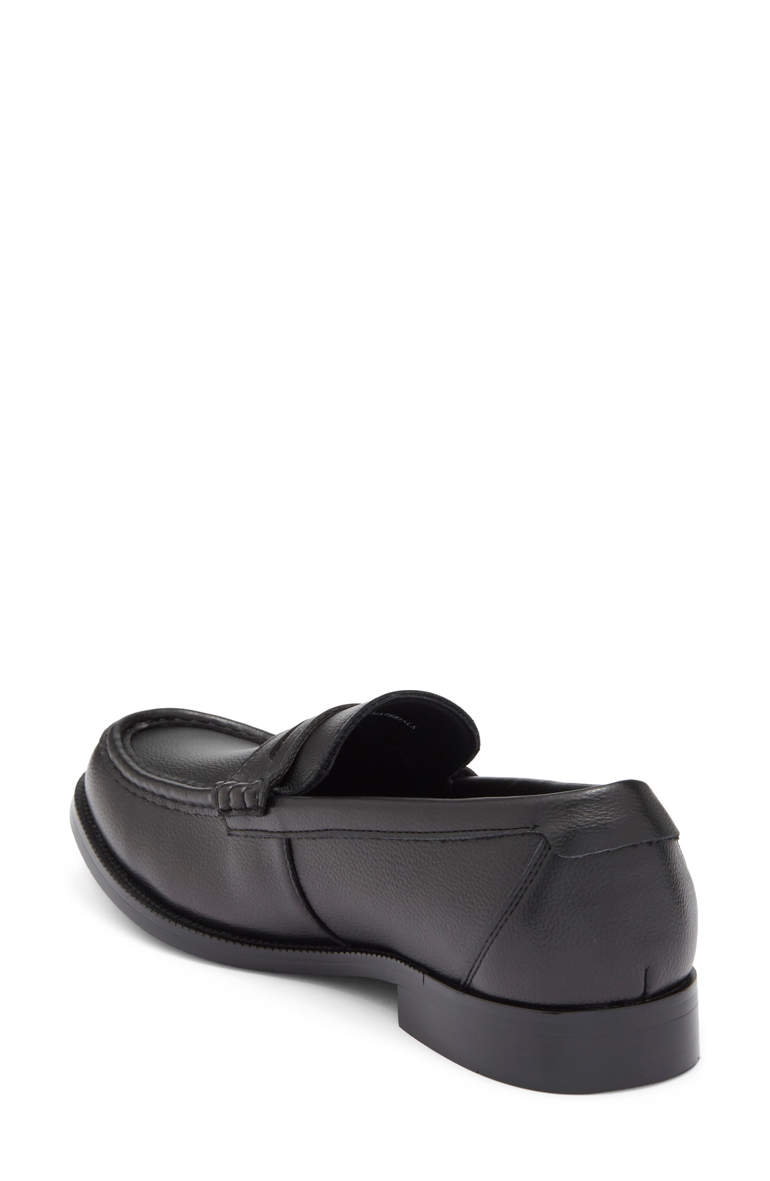 Lance Faux Leather Penny Loafer, Alternate, color, BLACK