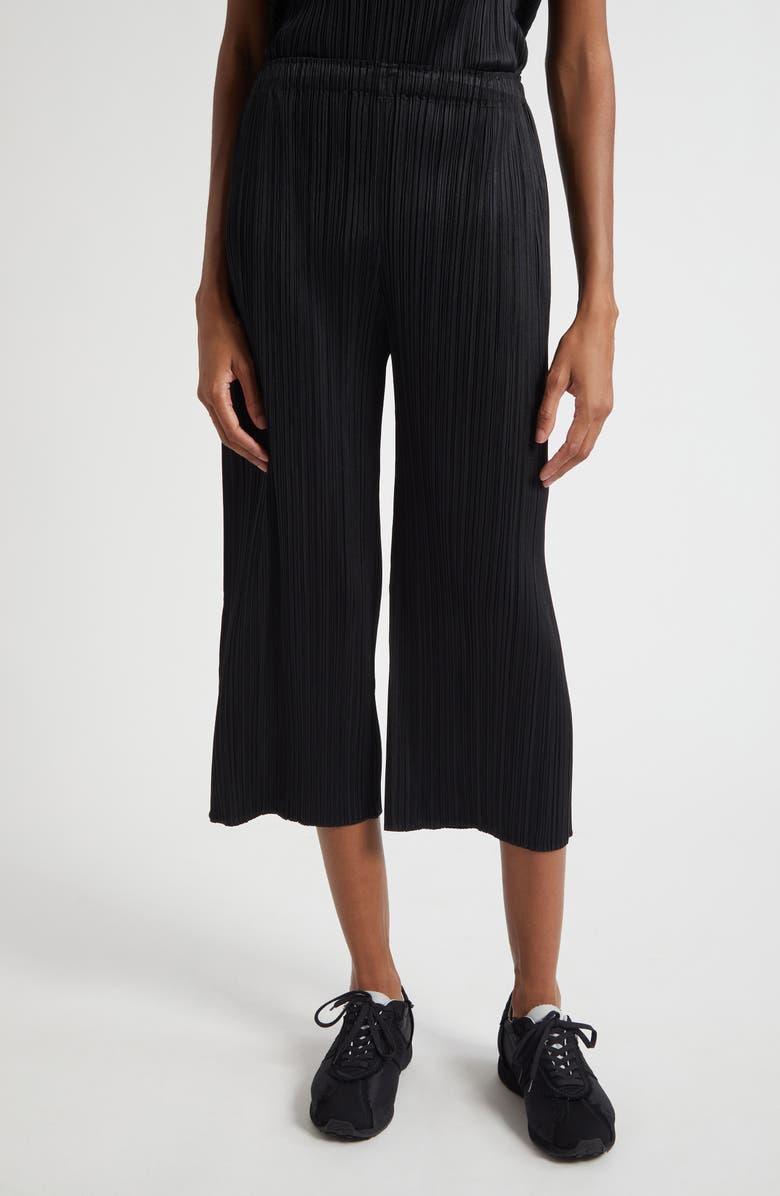 Pleats Please Issey Miyake Monthly Colors August Pleated Crop Pants, Main, color, Black
