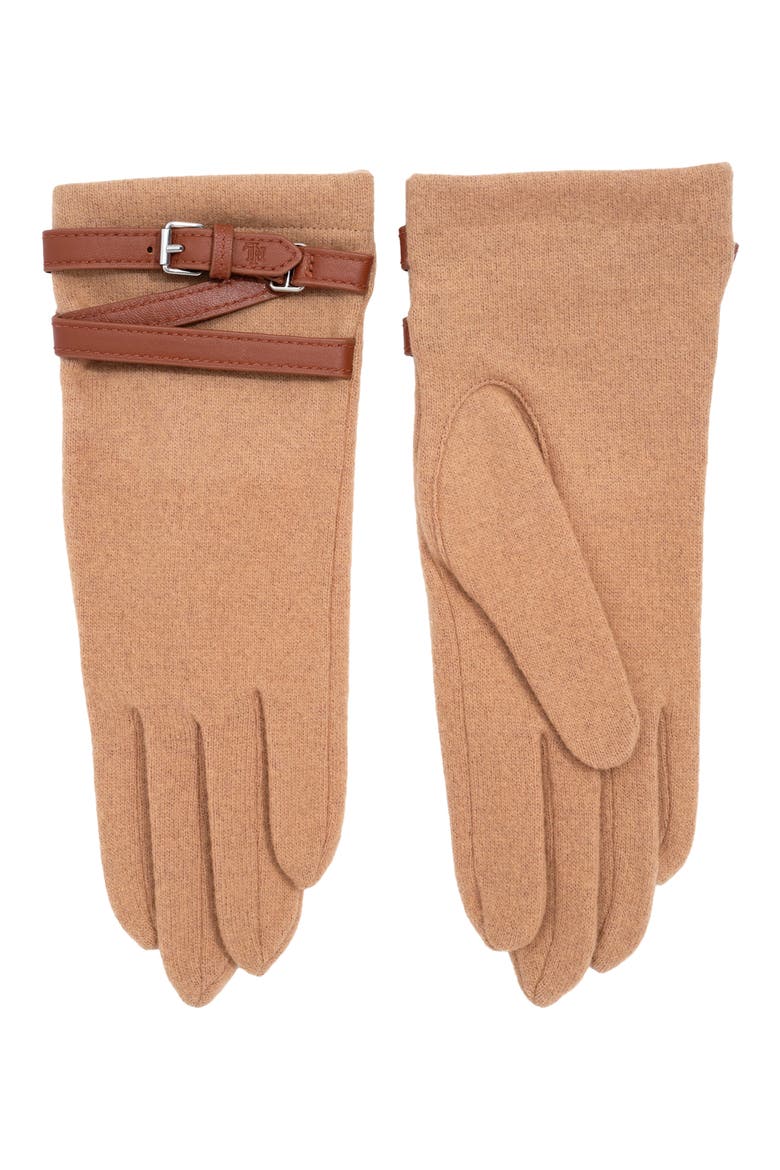 Belted Wool Blend Gloves, Main, color, CUOIO