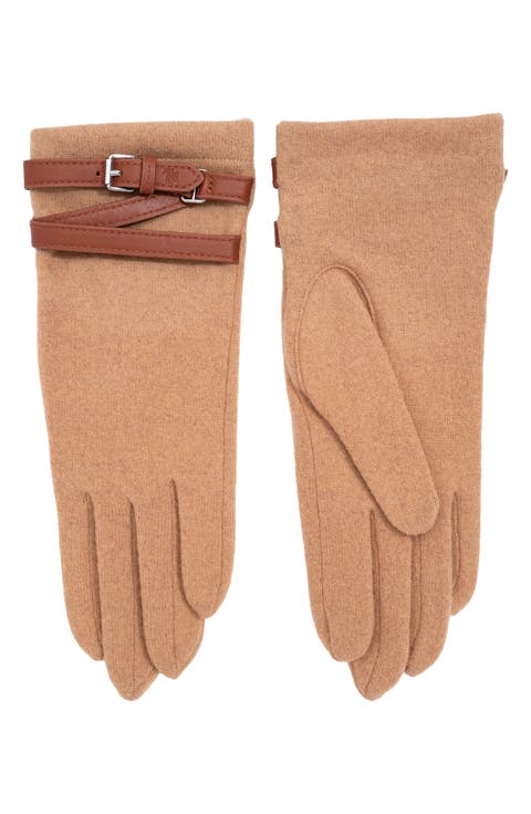 Belted Wool Blend Gloves