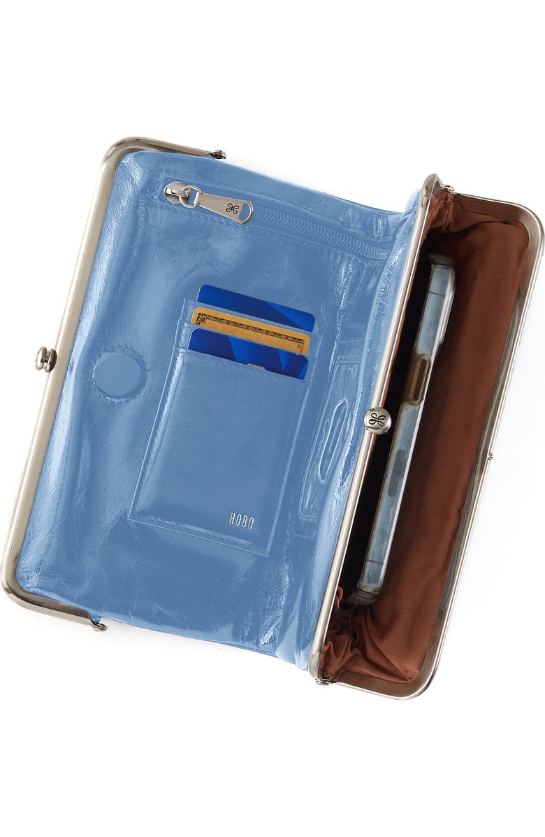 HOBO Lauren Leather Double Frame Clutch, Alternate, color, Faded Denim