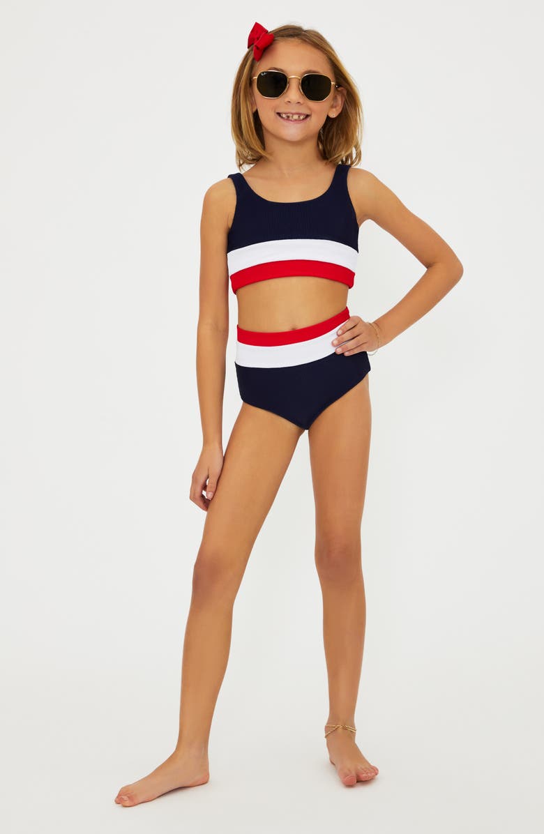 Beach Riot Kids' Mackenzie & Heidi Colorblock Rib Two-Piece Swimsuit, Alternate, color, 