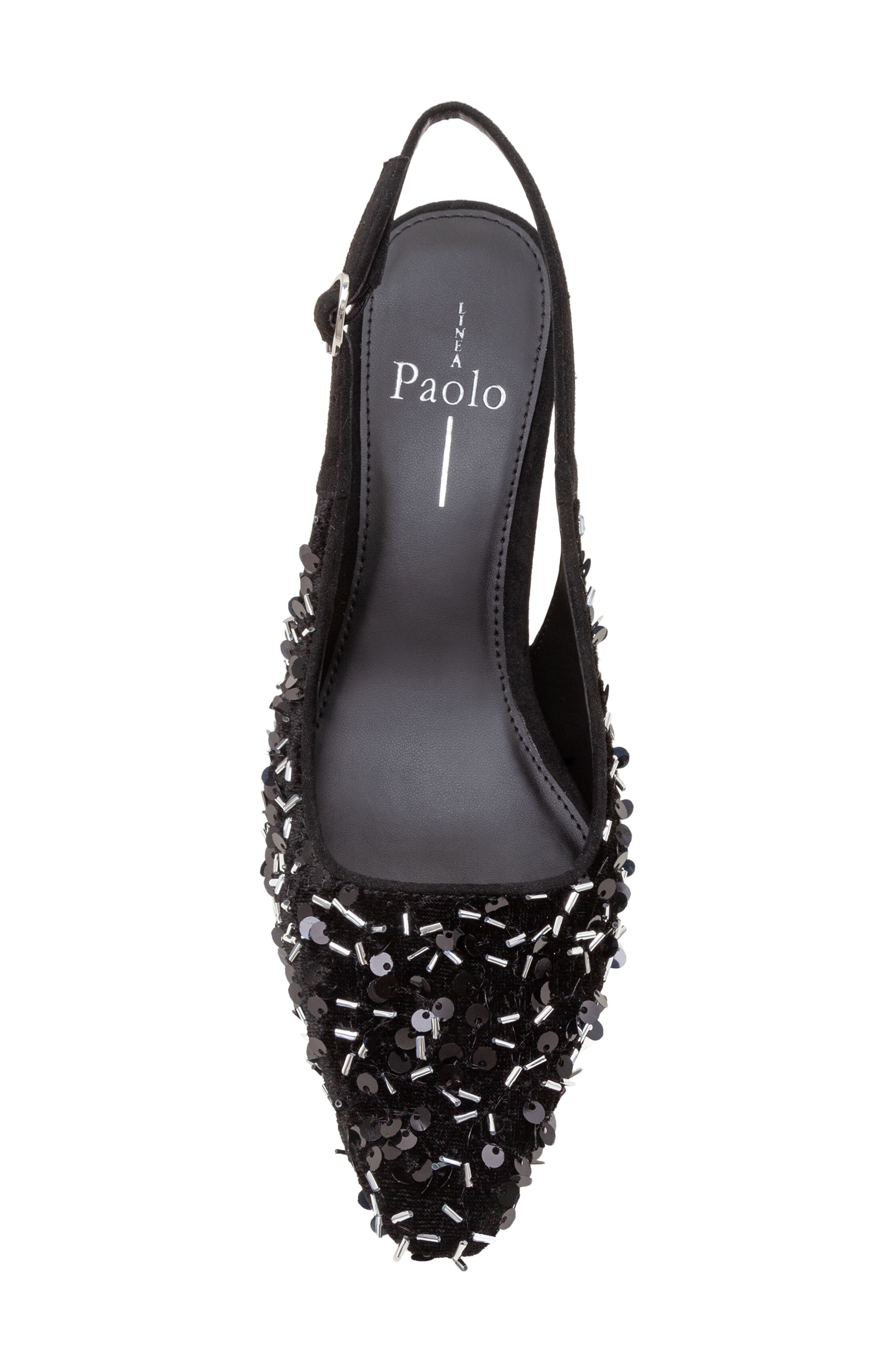 Linea Paolo Cosmo Beaded Pointed Toe Slingback Pump, Alternate, color, Black