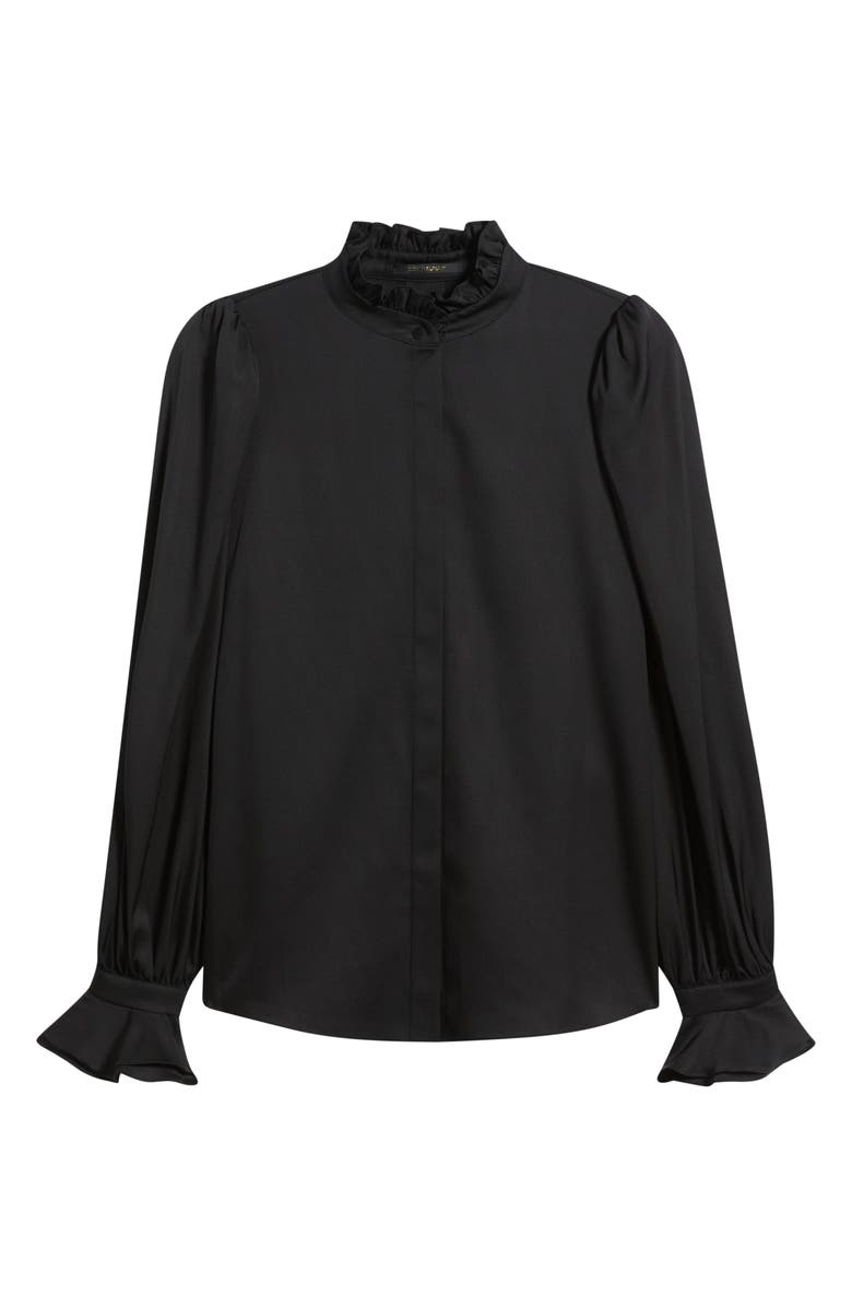 KOBI HALPERIN Harley Ruffle Puff Shoulder Stretch Silk Shirt, Alternate, color,