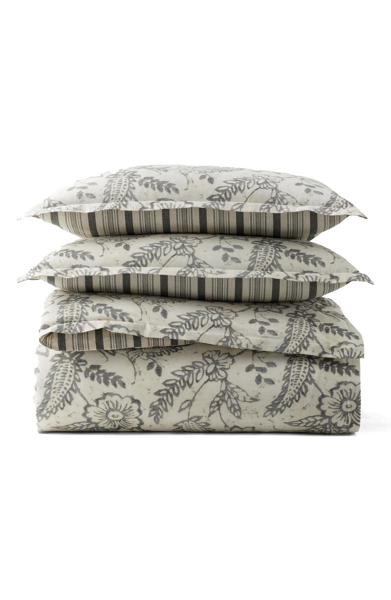 Lauren Ralph Lauren Sara Paisley & Stripe Reversible Cotton Duvet Cover & Sham Set, Alternate, color, Grey