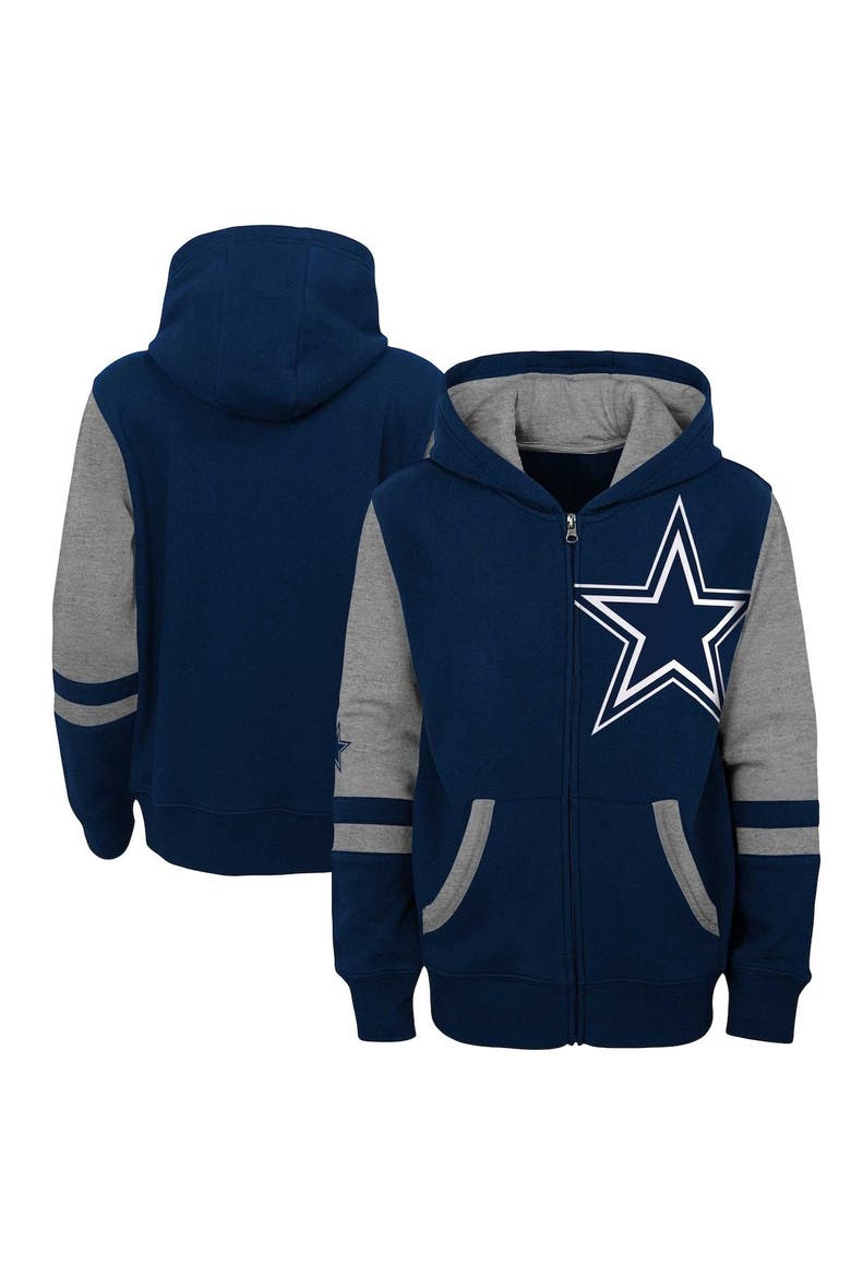Youth Navy Dallas Cowboys Colorblock Full-Zip Hoodie, Main, color, Navy